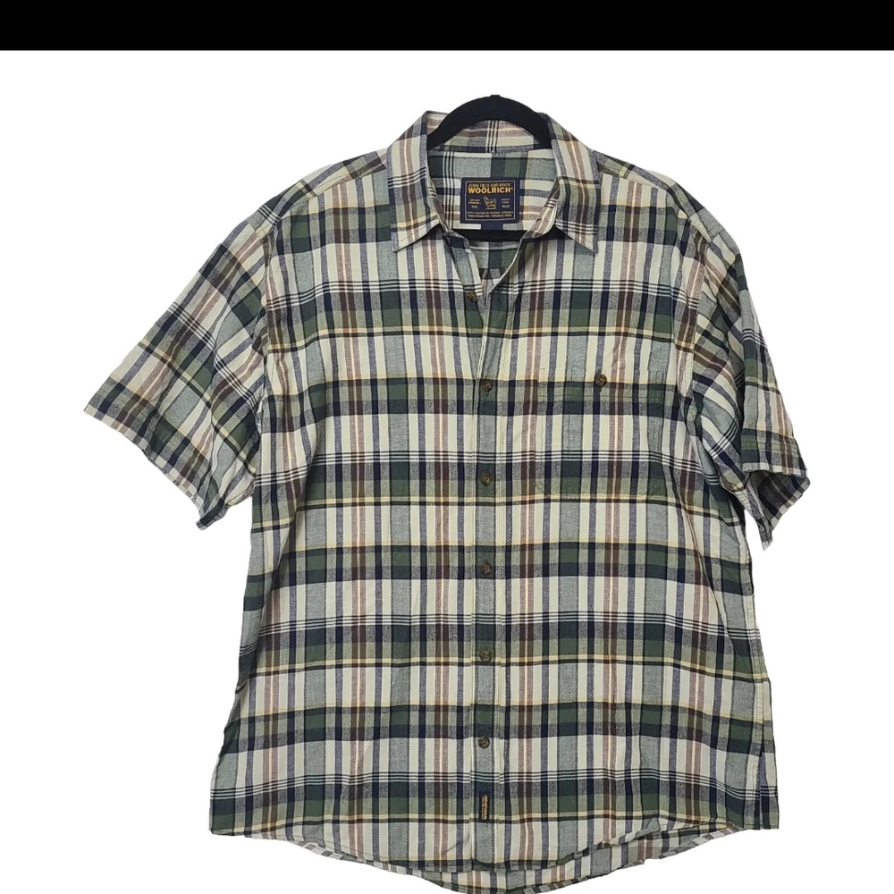 Woolrich Mens Shirt Size Large Beige Blue Plaid John Rich And Bros Button Down